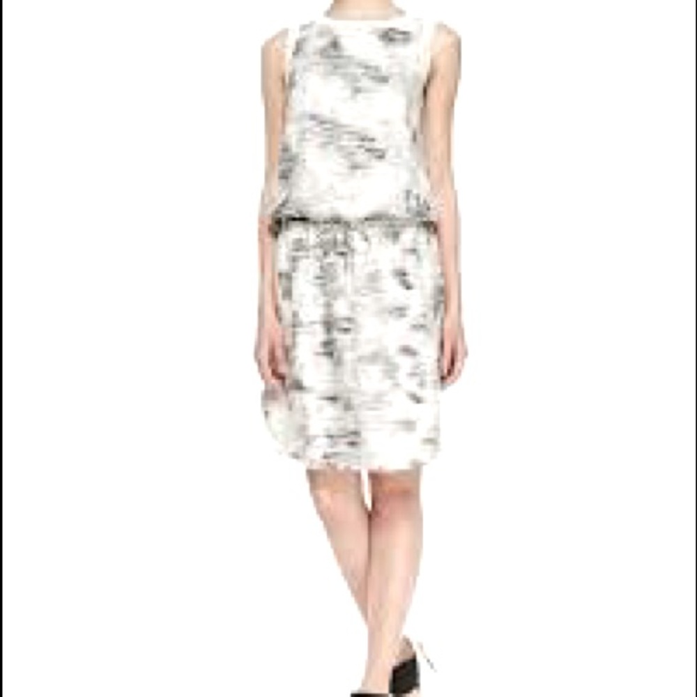 NEW! Vince 100% Silk White Black Dress Medium